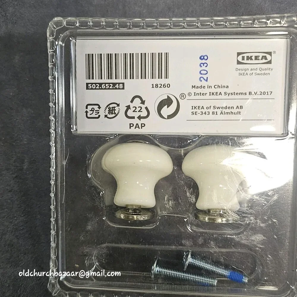 Ikea HISHULT Round Knob Porcelain White 1 3/16